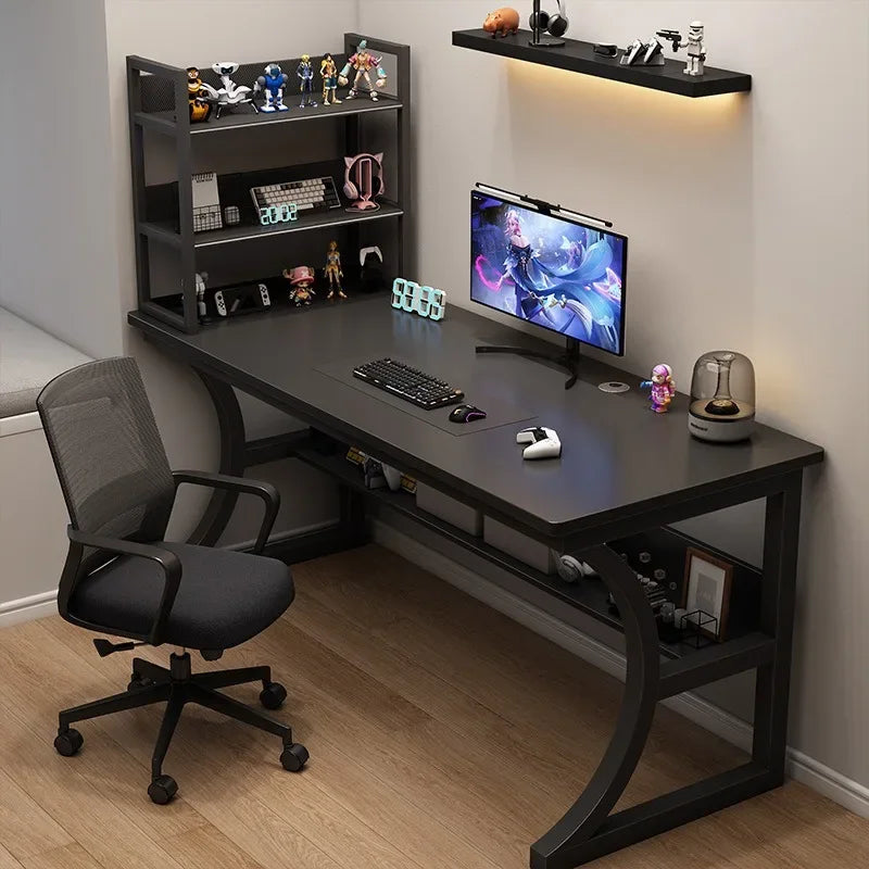 Ergonomic Gaming Computer Desk Storage Shelf Home Office Study Station Adjustable Height Desktop Table Cable Management  Desks