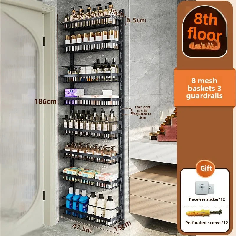 Multi-layer adjustable kitchen cabinet wall condiment seasoning rack No punching wall hanging storage shelf