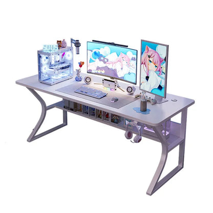White Gaming Computer Desk Chair Set Home Office Study Bedroom Foldable Simple Ergonomic Modern Laptop Table Muebles Furniture