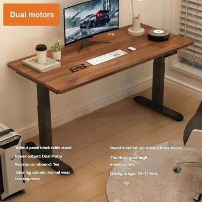 Electric Adjust Height Office Desk with Display Wide and Sturdy Computer Table Solid Wood Gaming Desk Home Room
