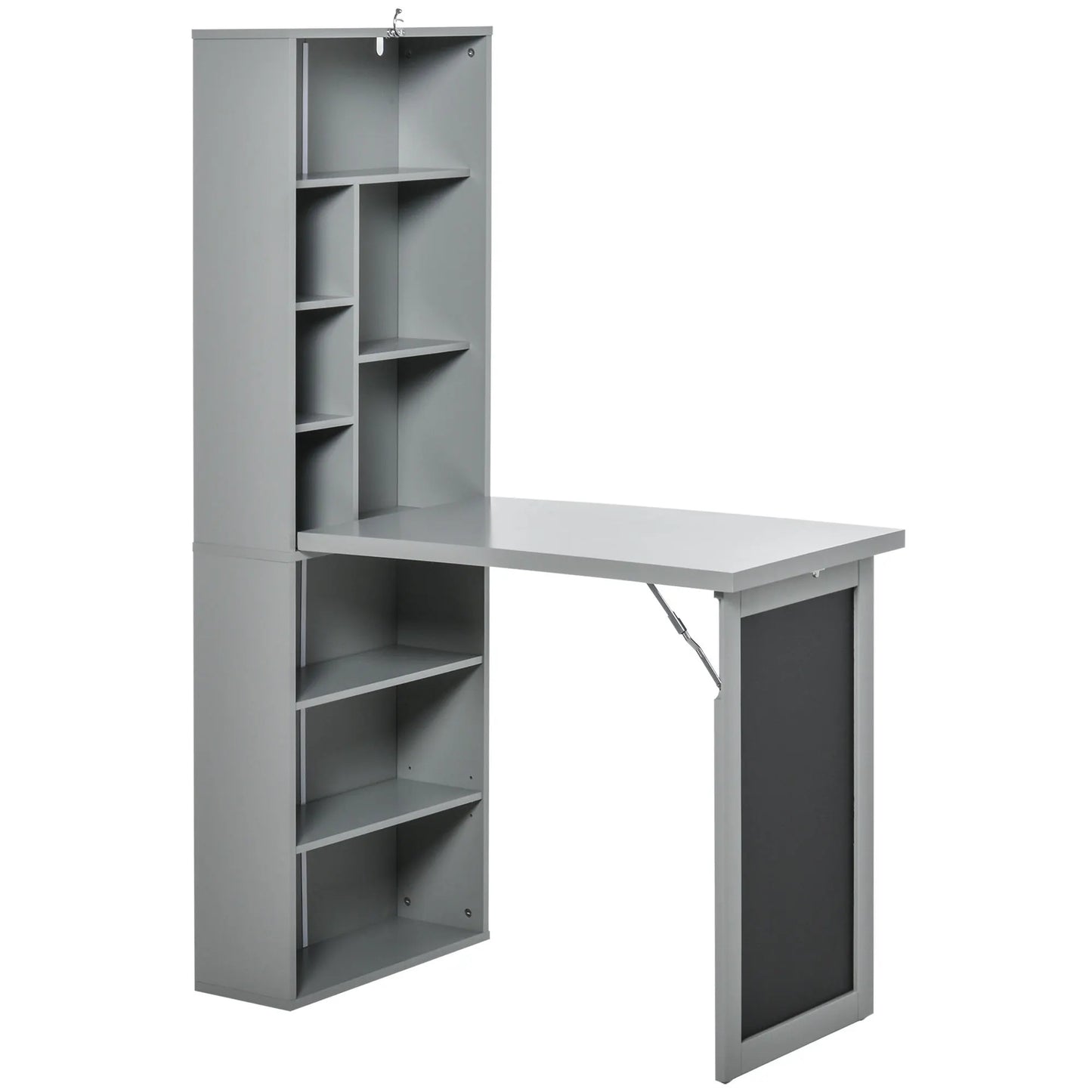 HOMCOM Foldout Convertible Office Desk With Wall Mount Blackboard