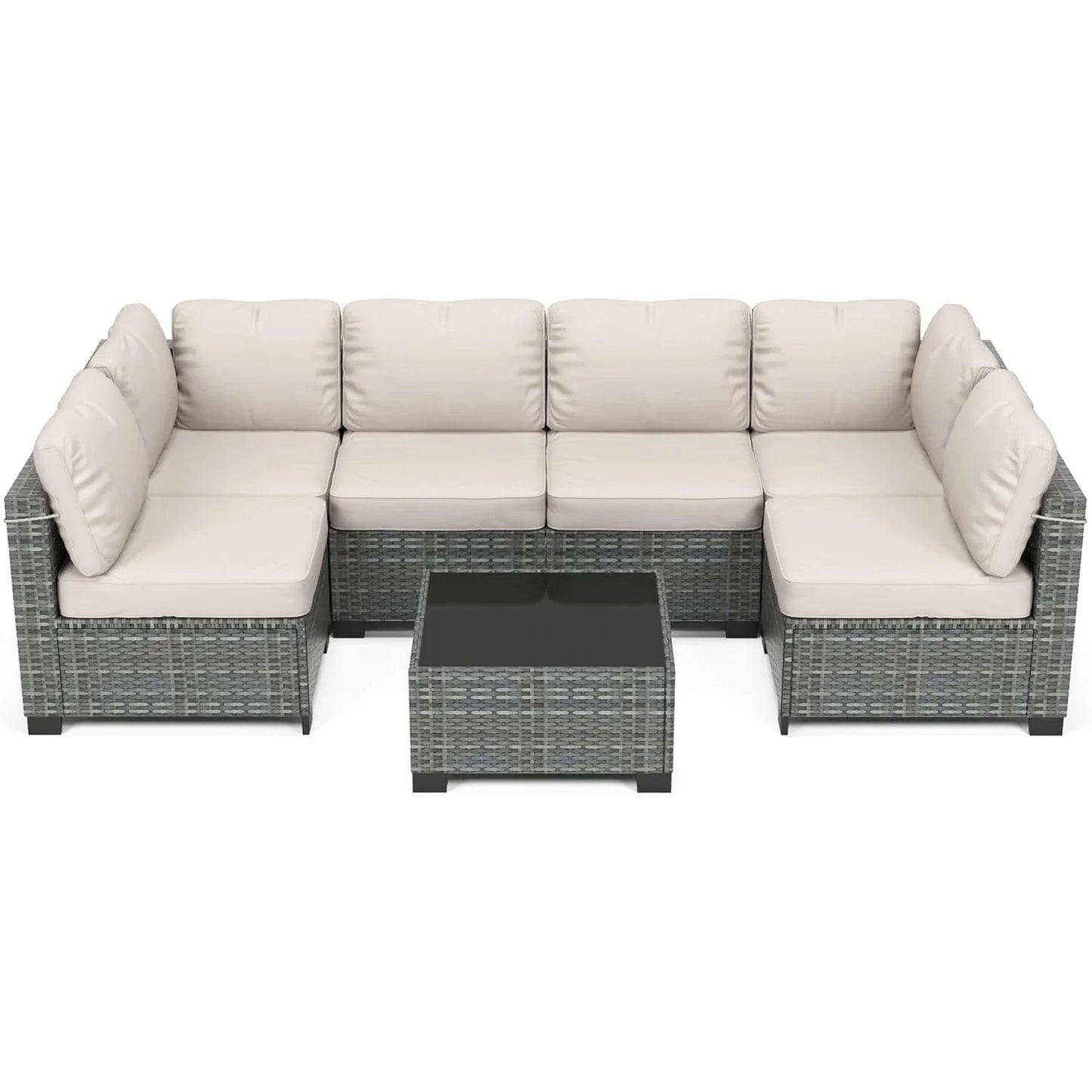 HobbyLane 7 Piece Modular Outdoor Furniture Set PE Rattan Wicker Garden