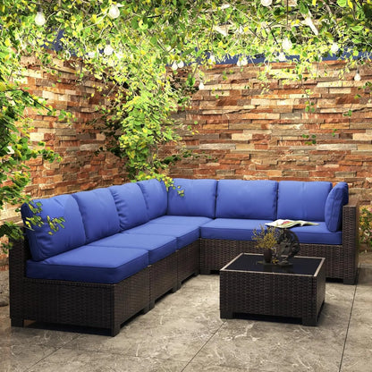 HobbyLane 7 Piece Modular Outdoor Furniture Set PE Rattan Wicker Garden