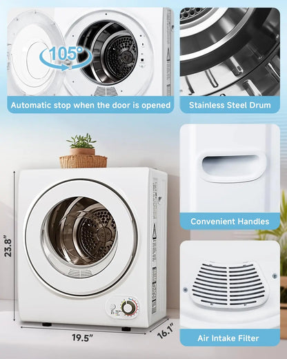110V Portable Dryer 850W Stainless Steel Tub Four Automatic Modes