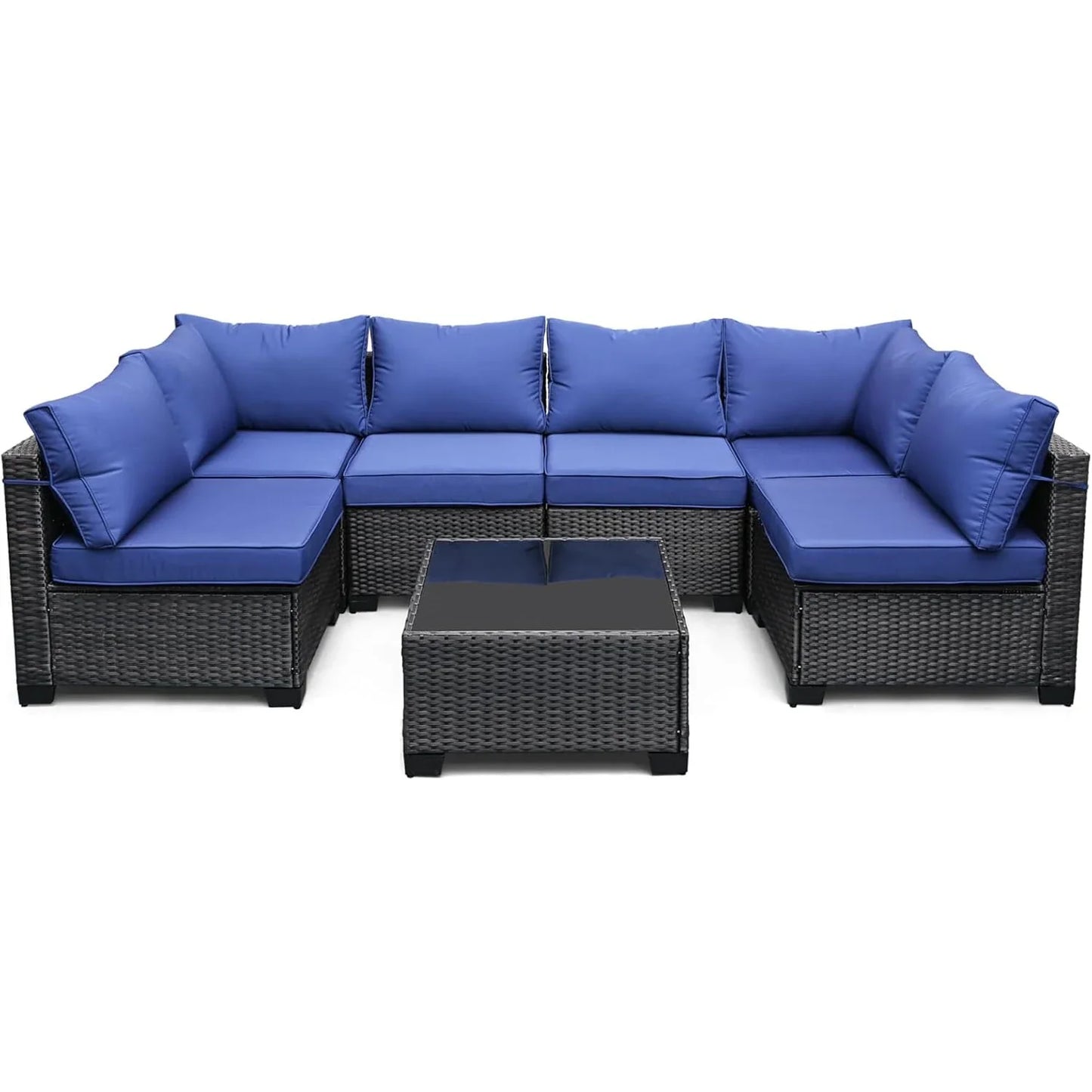 HobbyLane 7 Piece Modular Outdoor Furniture Set PE Rattan Wicker Garden