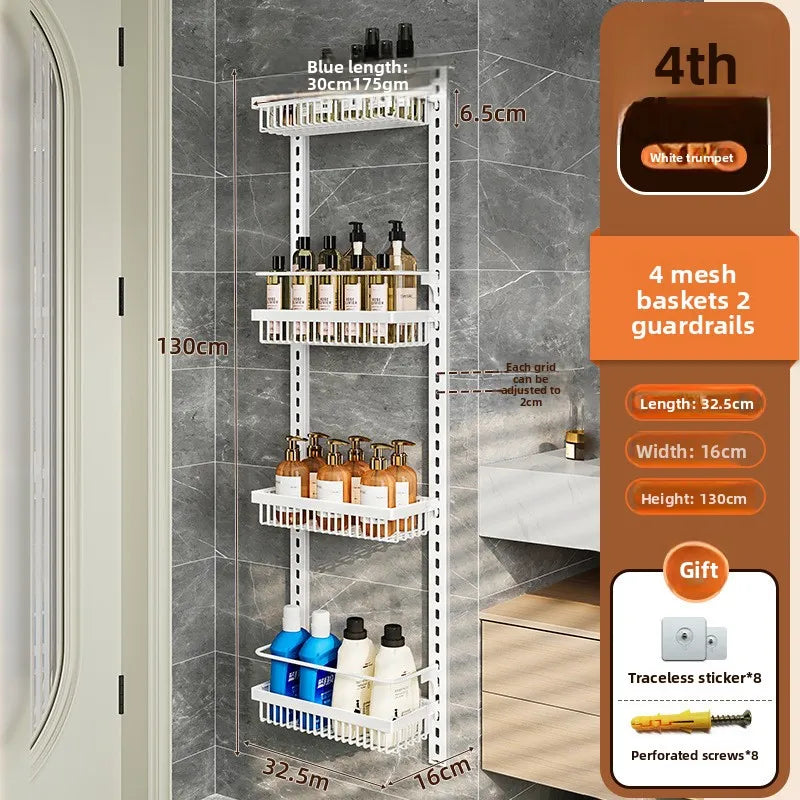 Multi-layer adjustable kitchen cabinet wall condiment seasoning rack No punching wall hanging storage shelf