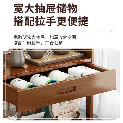 Bamboo tea table tea cabinet household multifunctional living room office tea set kitchen restaurant storage cabinet