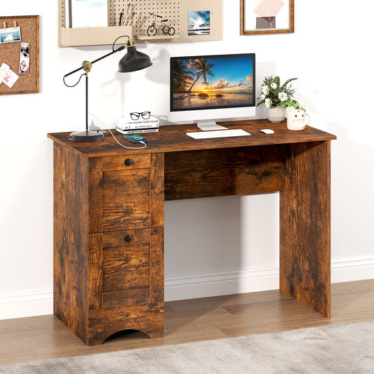 Wooden Computer Desk Workstation with 3 Drawers for Home and Office