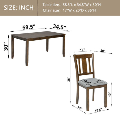 Kitchen Dining Set, Rectangular Dining Table With Upholstered Chairs