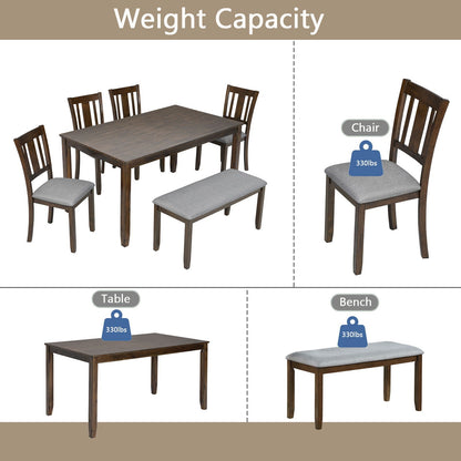 Kitchen Dining Set, Rectangular Dining Table With Upholstered Chairs