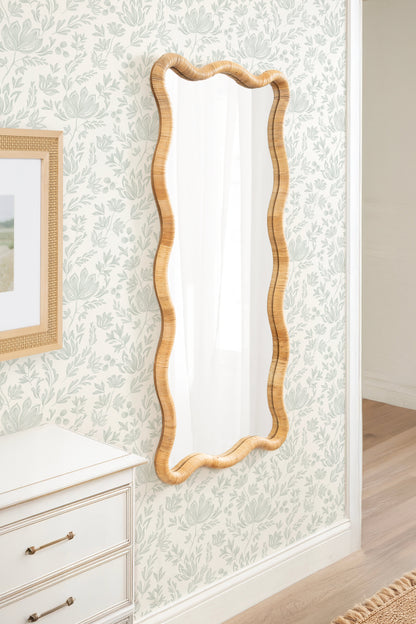 Rahfy Rattan Rectangle Scallop Mirror