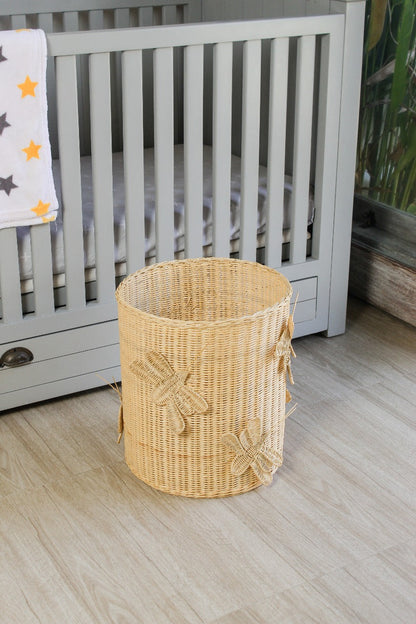 Flutter Wing Hamper Rattan Basket – Handwoven Boho Storage for Toys, Blankets & Laundry