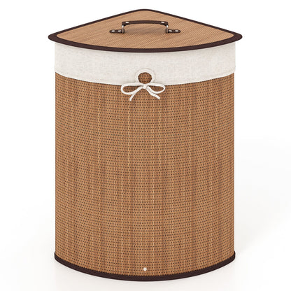 Corner Bamboo Hamper Laundry Basket