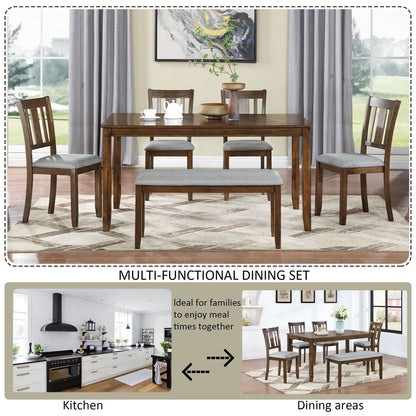 Kitchen Dining Set, Rectangular Dining Table With Upholstered Chairs