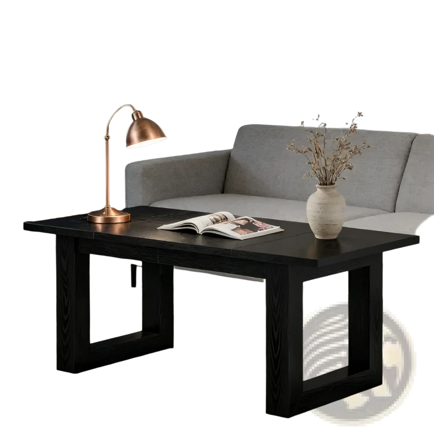 Black Wooden Office Desk Modern Minimalist Workstation