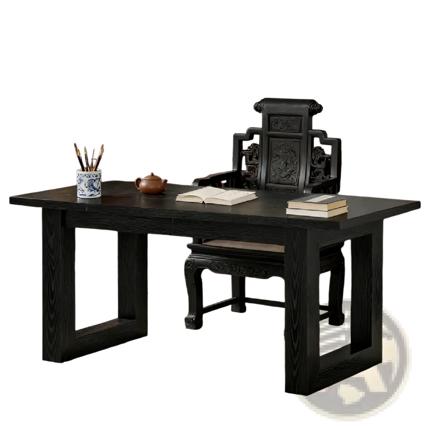 Black Wooden Office Desk Modern Minimalist Workstation