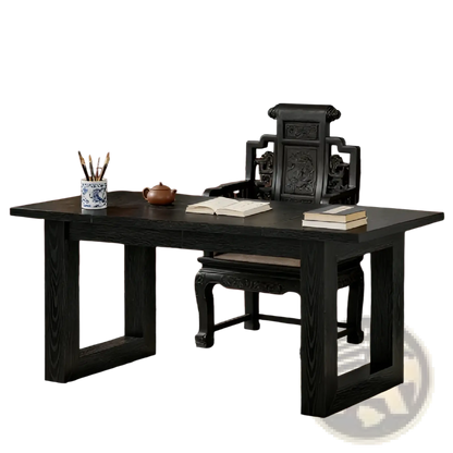 Black Wooden Office Desk Modern Minimalist Workstation