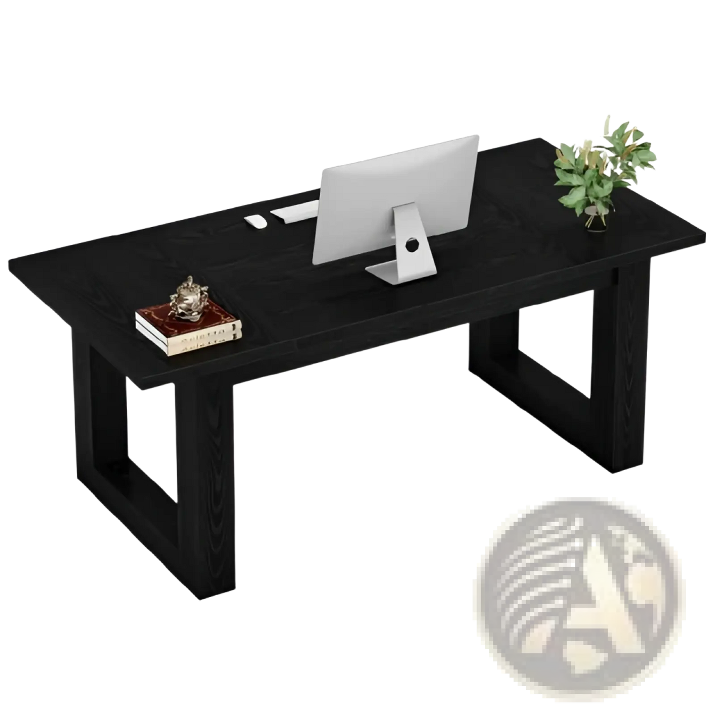 Black Wooden Office Desk Modern Minimalist Workstation