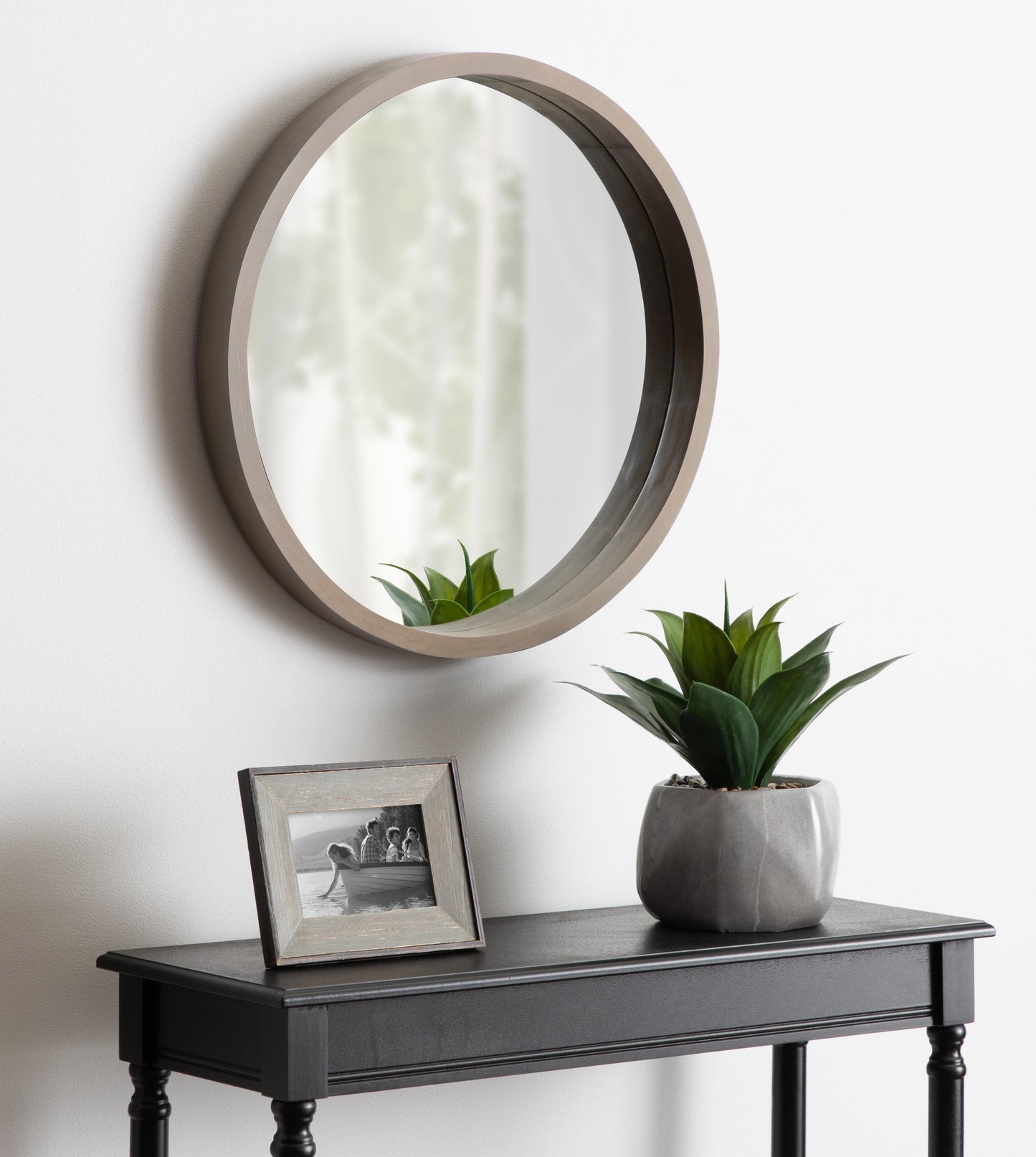 Hutton Round Wood Wall Mirror