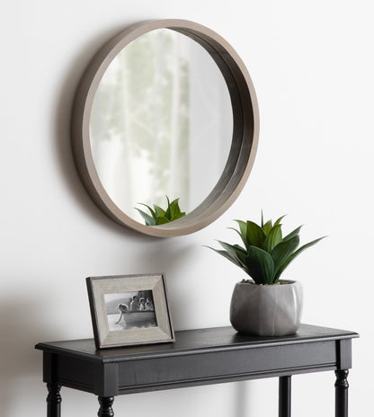 Hutton Round Wood Wall Mirror