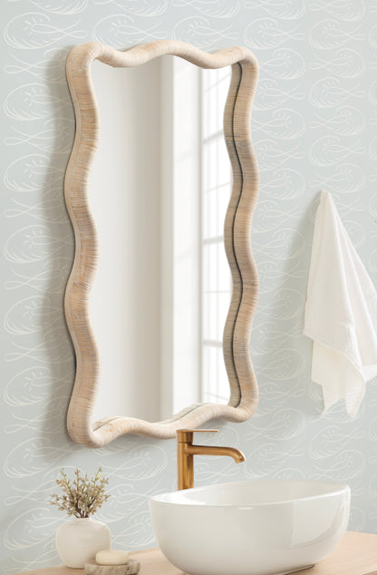 Rahfy Rattan Rectangle Scallop Mirror