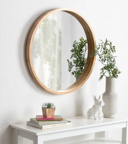 Hutton Round Wood Wall Mirror