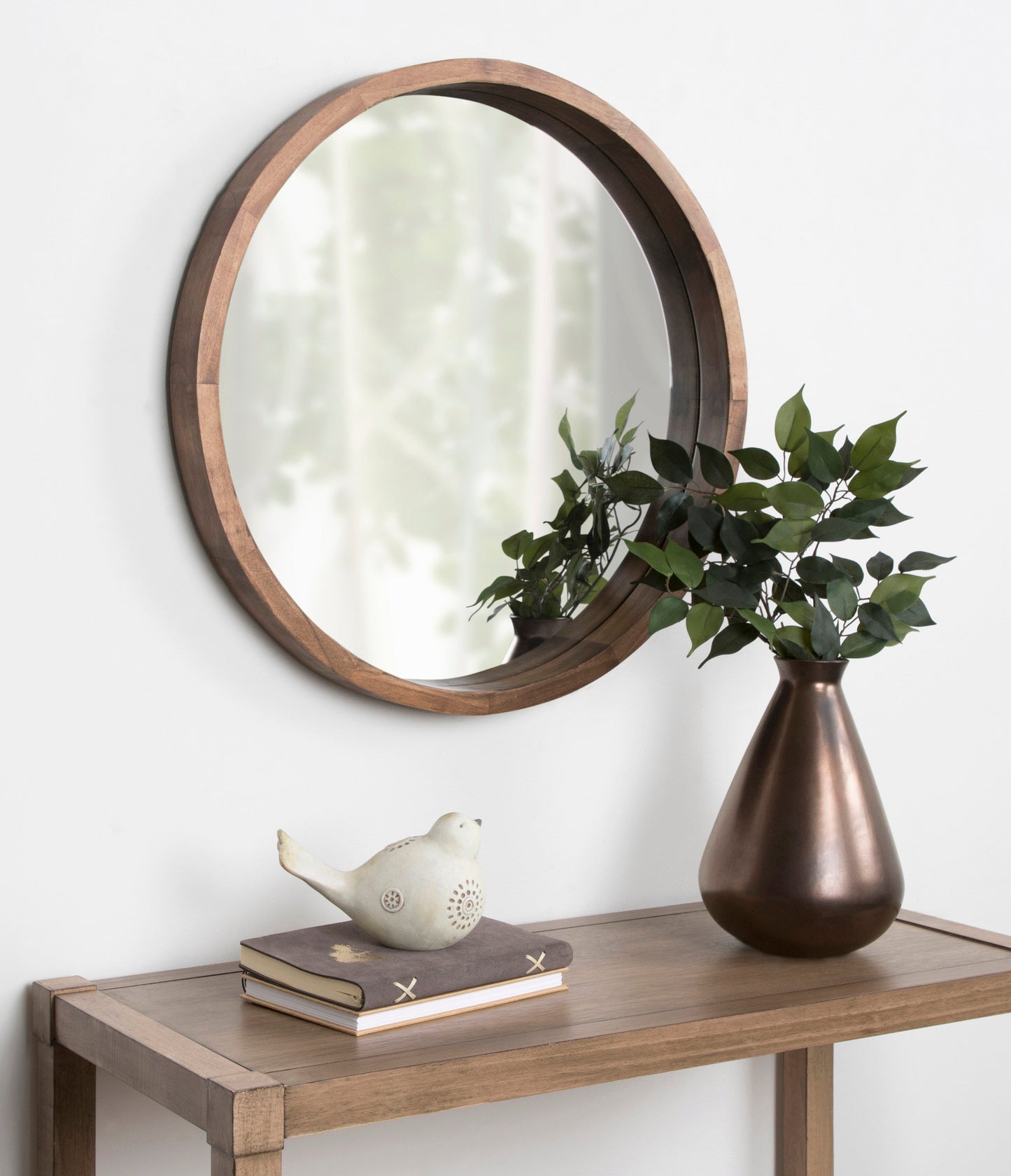 Hutton Round Wood Wall Mirror