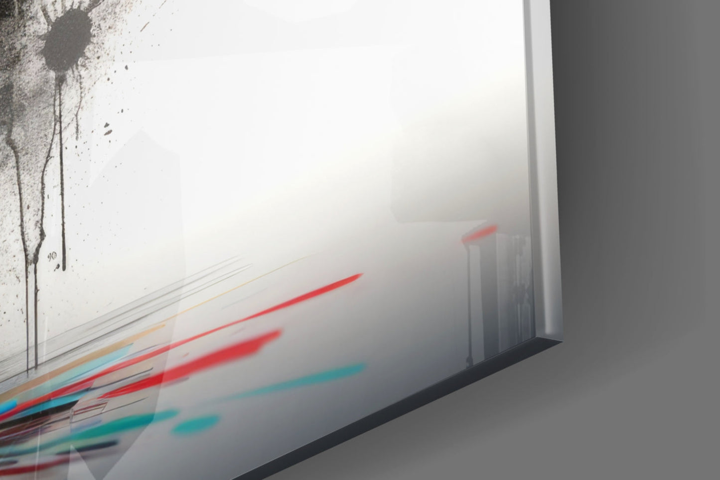 Rainbow Bull White Splash Glass Wall Art