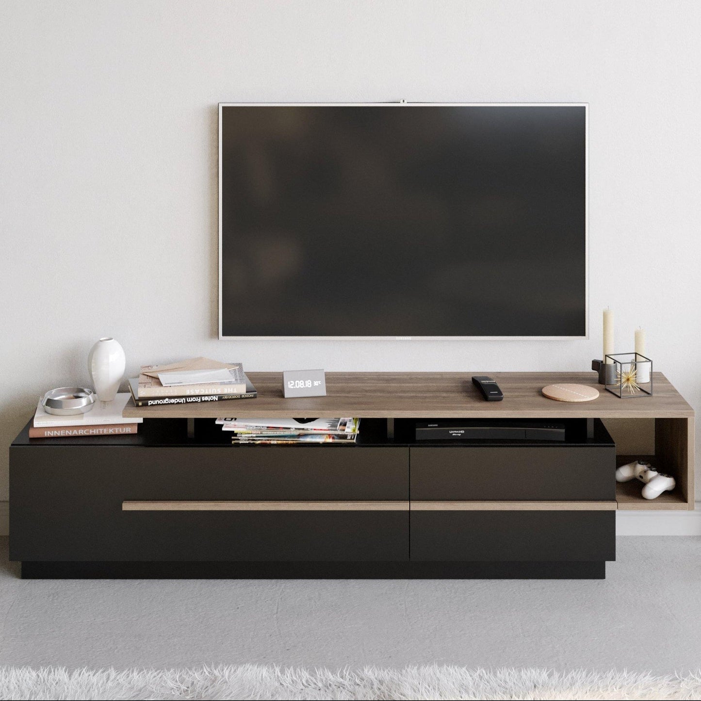 Pia 71" TV Stand and Media Console with Cabinets and Shelves for TVs up to 80"