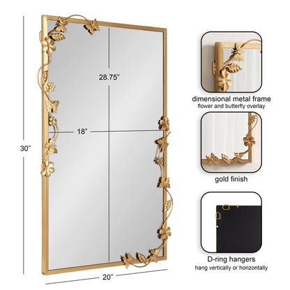 Rosella Floral Rectangular Mirror Metal