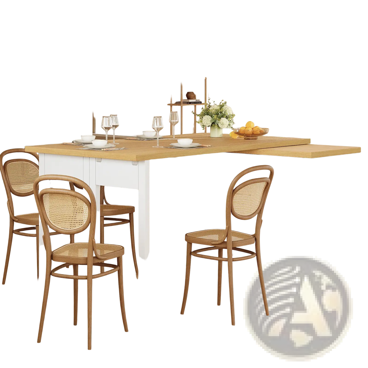 Extendable Kitchen Island Dining Table with Storage