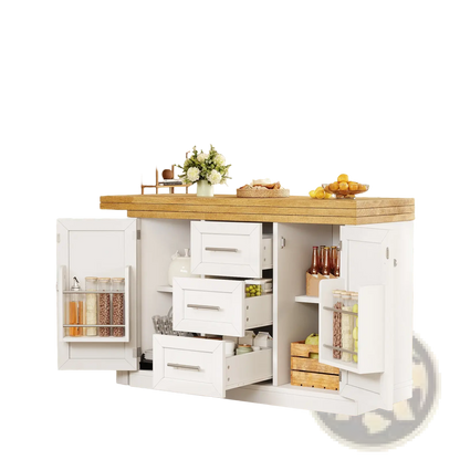Extendable Kitchen Island Dining Table with Storage