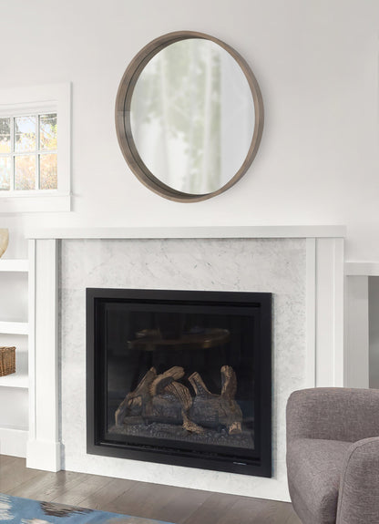 Hutton Round Wood Wall Mirror
