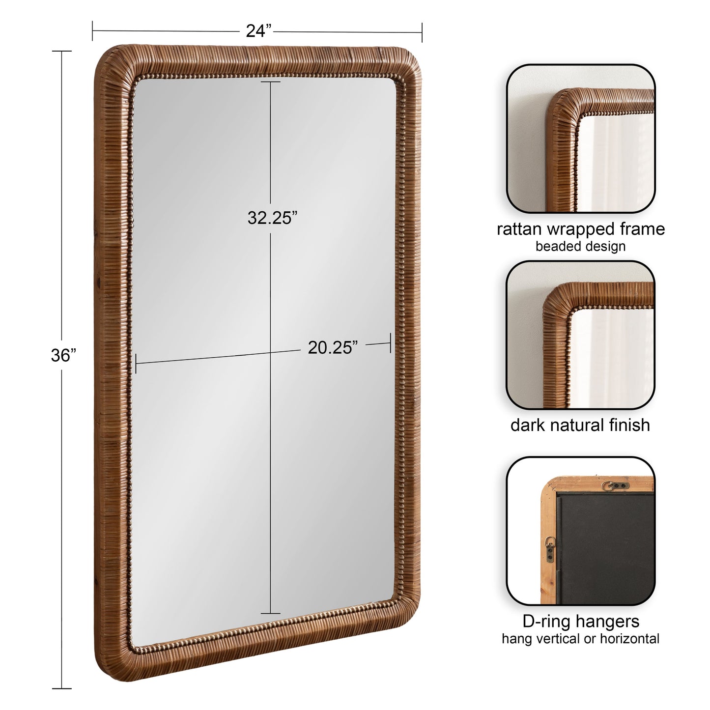 Rahfy Beaded Rectangle Framed Mirror