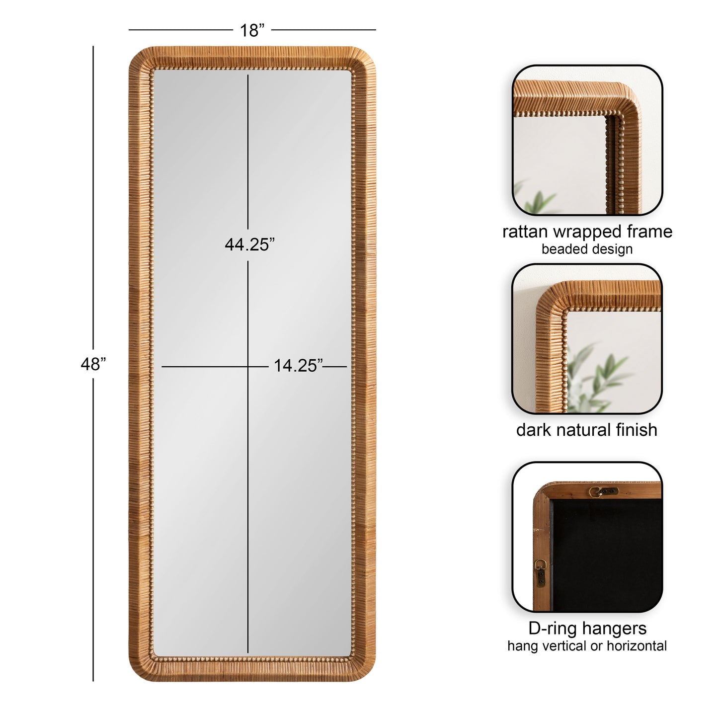 Rahfy Beaded Rectangle Framed Mirror