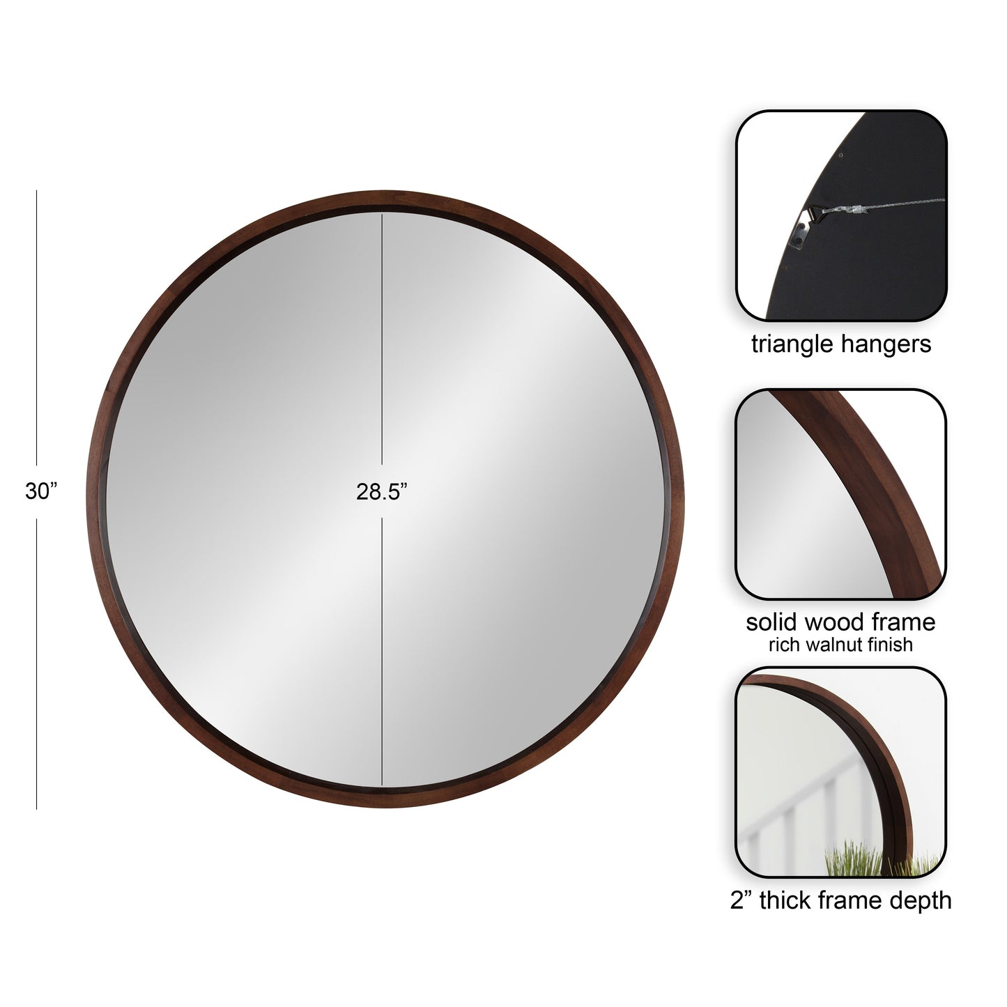 Hutton Round Wood Wall Mirror