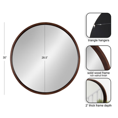 Hutton Round Wood Wall Mirror
