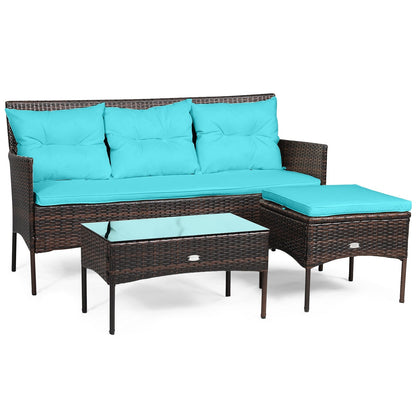 3 Pieces Patio Furniture Sectional Set with 5 Cozy