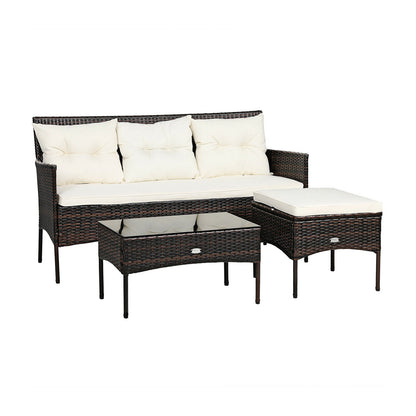 3 Pieces Patio Furniture Sectional Set with 5 Cozy