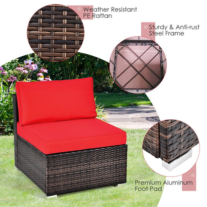 6 Pieces Patio Rattan Furniture Set with Cushions