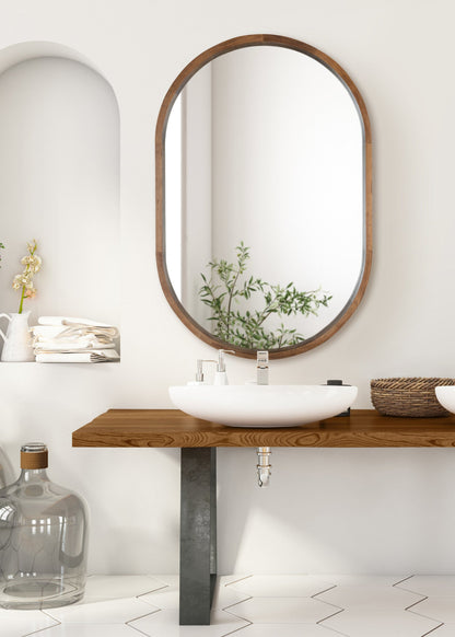 Hutton Wood Framed Capsule Mirror