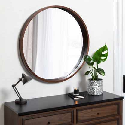 Hutton Round Wood Wall Mirror