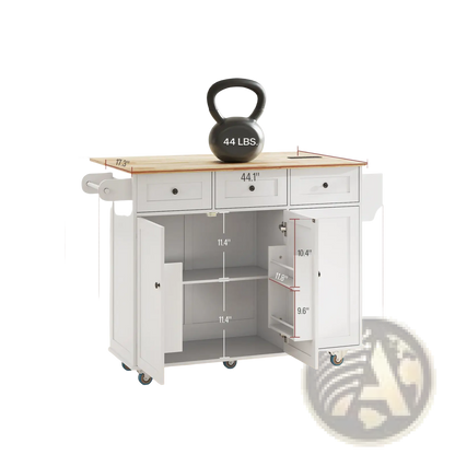 Kitchen Island with Drop Leaf and Charging Station
