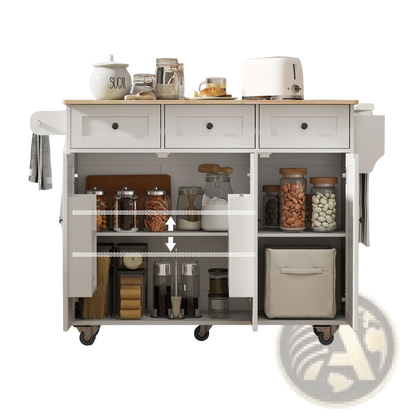 Kitchen Island with Drop Leaf and Charging Station