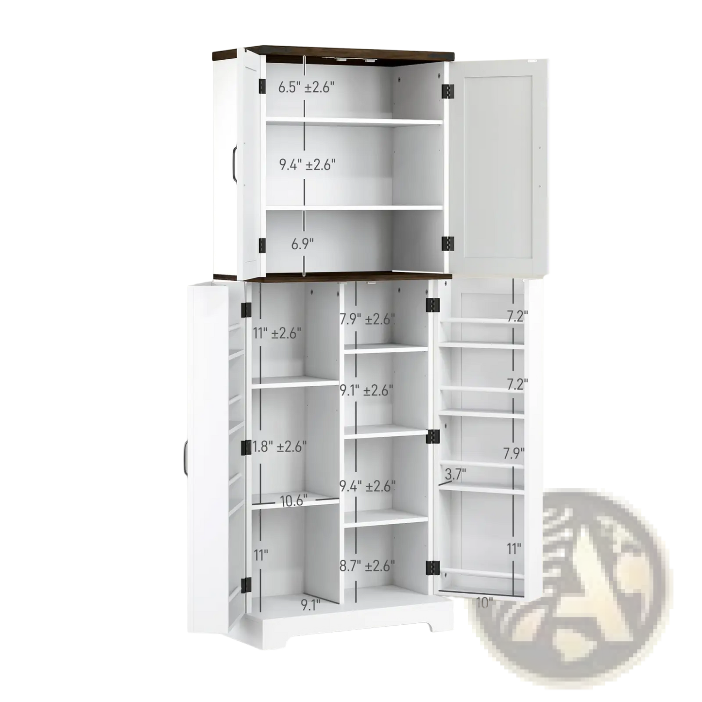Kitchen Pantry Cabinet with Led Light and Spice Racks