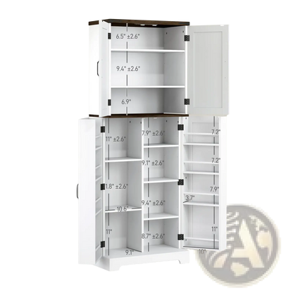 Kitchen Pantry Cabinet with Led Light and Spice Racks