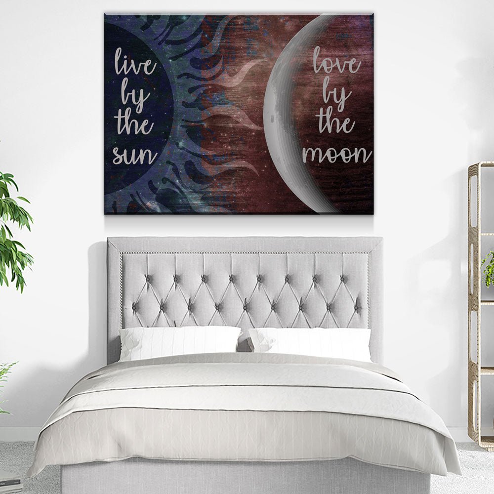 Live By The Sun Love By The Moon Canvas Wall Art, Romantic Decor