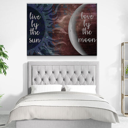 Live By The Sun Love By The Moon Canvas Wall Art, Romantic Decor