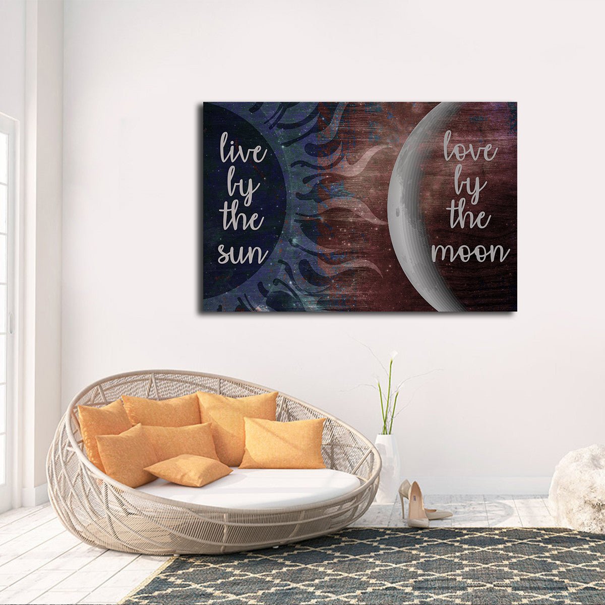Live By The Sun Love By The Moon Canvas Wall Art, Romantic Decor
