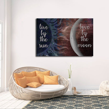 Live By The Sun Love By The Moon Canvas Wall Art, Romantic Decor